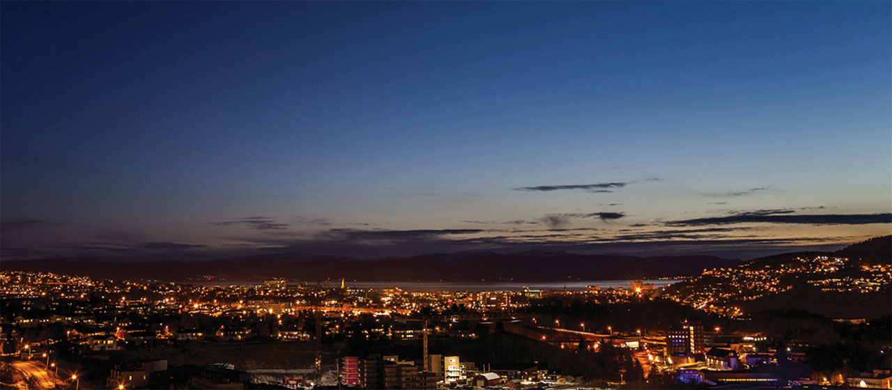 Silicon Valley cityscape at night. 