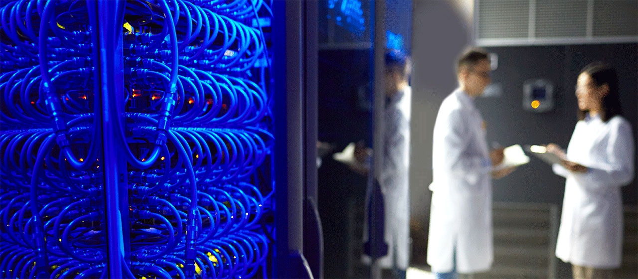 Engineers in a datacenter 