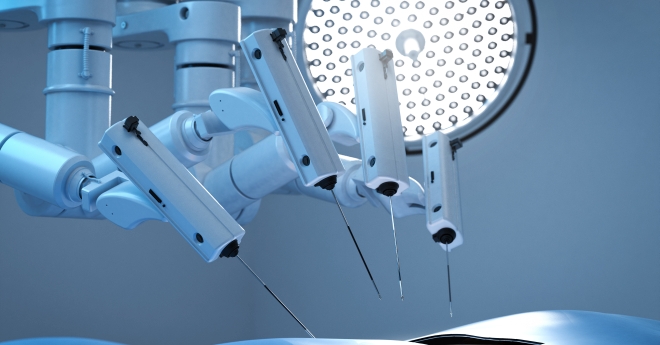 Surgical robotics and optics in an operating room 