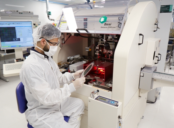 Celestica employee in the microelectronics lab